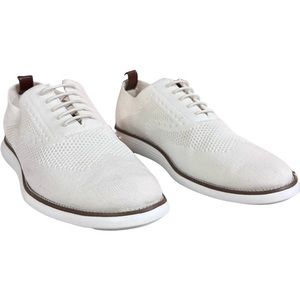 HARRISON MYLES Ultralight Knit Oxfords White Brown Shoes side 8.5